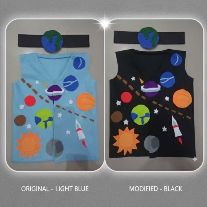 BAJU DAUR ULANG TEMA ANTARIKSA TATA SURYA BAHAN FLANEL