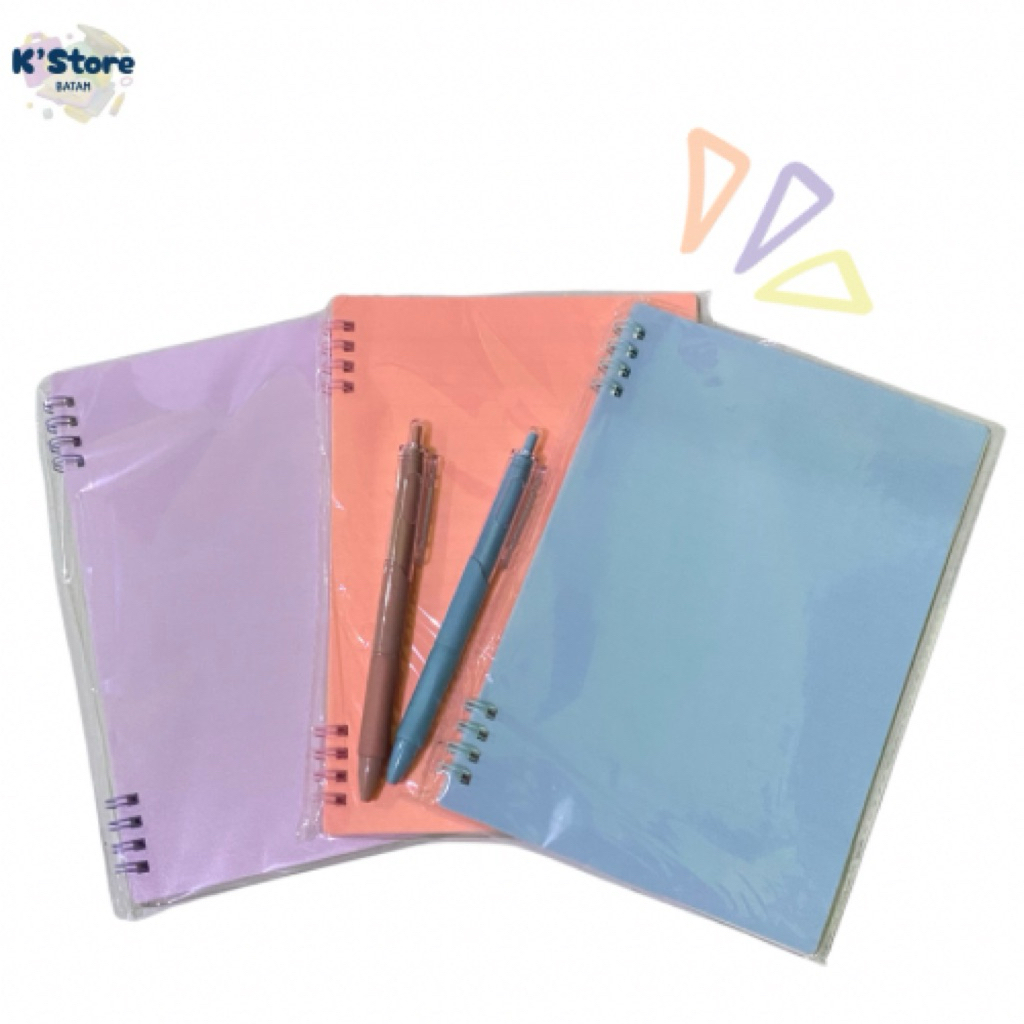 BATAM ~ Notebook Polos A5 + Pena Cover Warna Pastel Kertas Tebal isi 40 Lembar