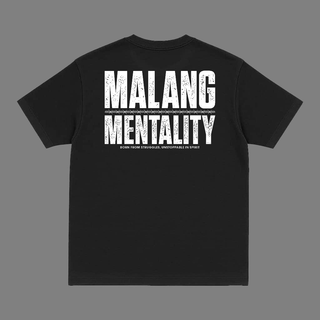 Kaos Malang Mentality Bahan Combed 24s Sablon Plastisol Hitam