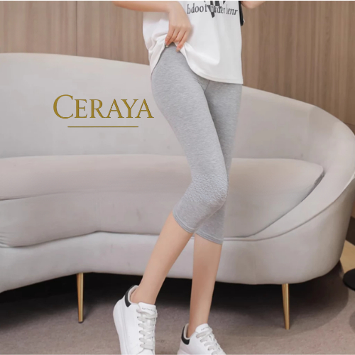 Leging Pendek 3/4 Wanita Dewasa Bahan Kaos - Legging Pendek Wanita - Celana Legging Pendek Dewasa