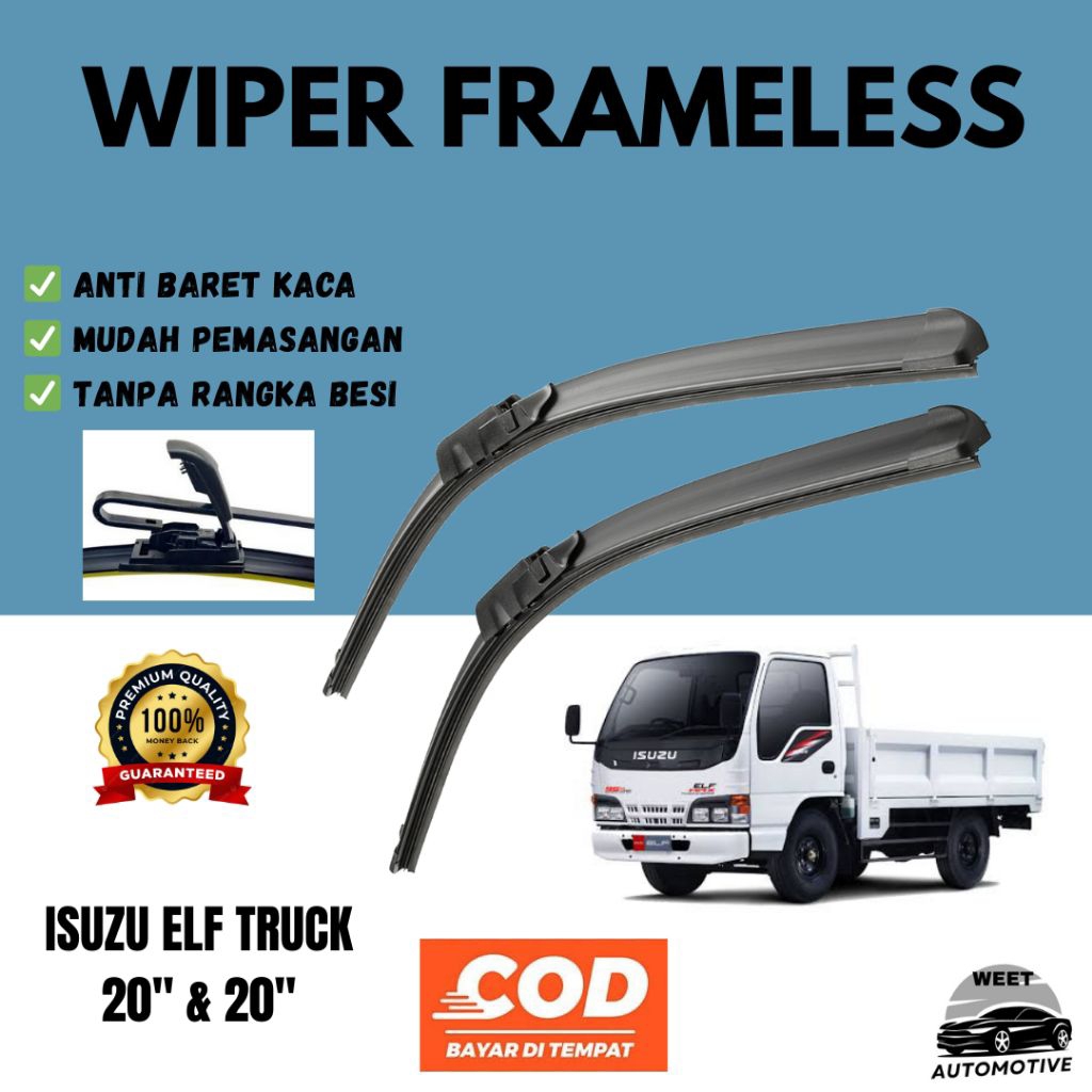 Wiper Frameless Full Karet Kaca Depan Isuzu ELF Truk