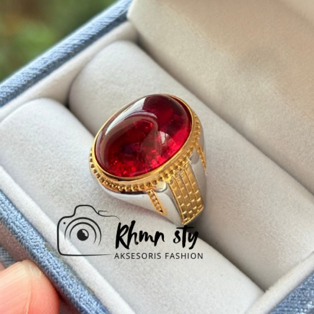cincin batu akik merah delima pecah seribu