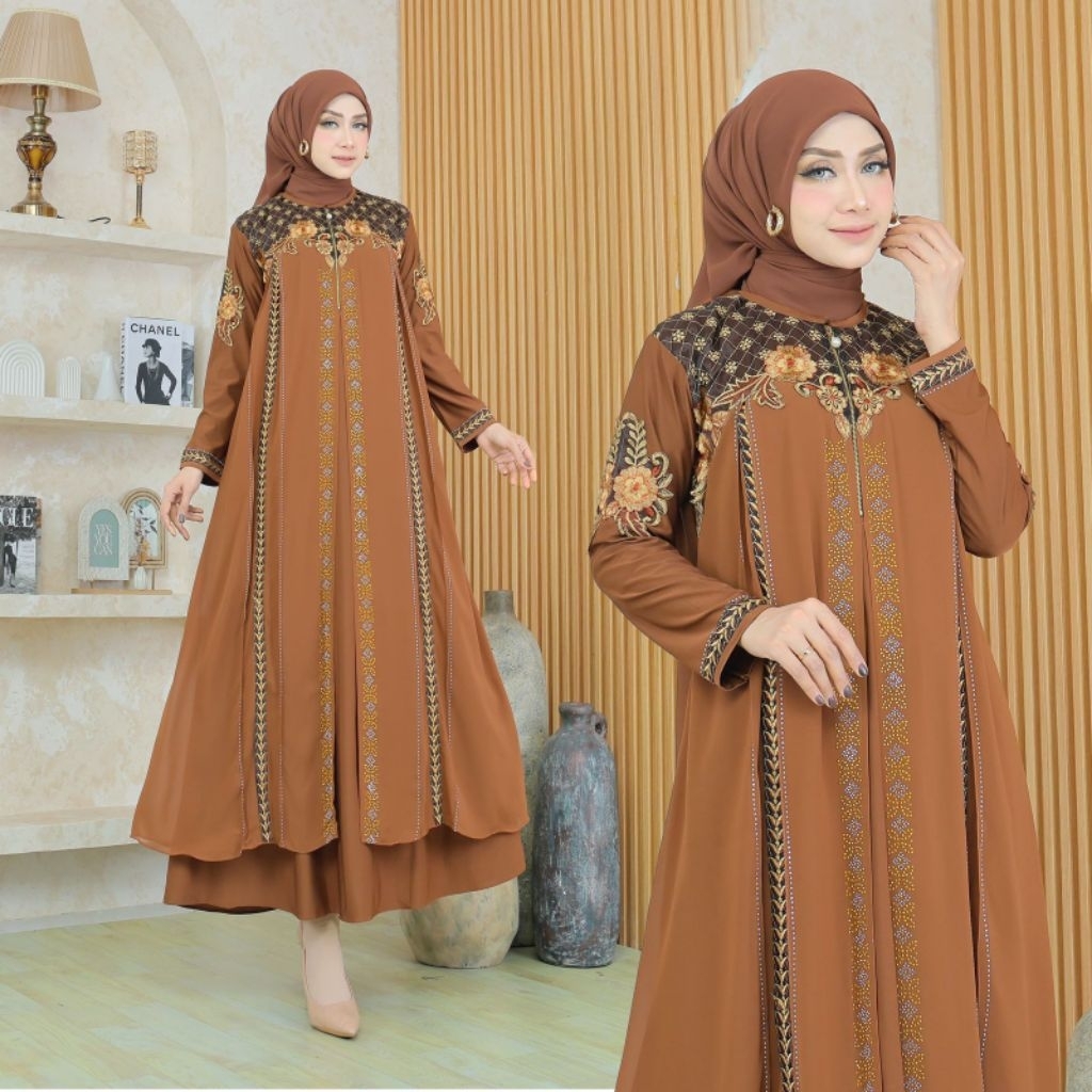 CASCA ABAYA - GAMIS ABAYA TURKEY ADANA BAHAN JERSEY MIX BORDIR DAN PAYET