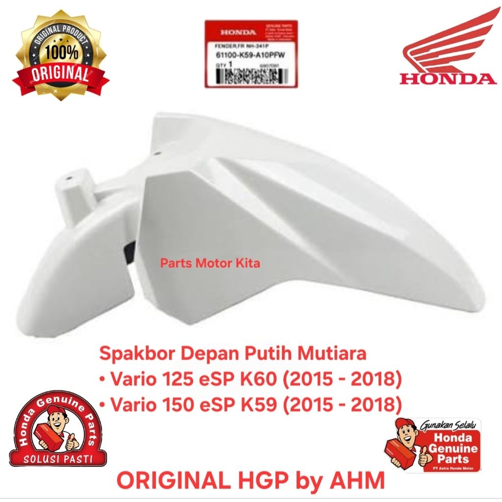 61100K59A10PFW Fender Front Spakbor Depan Putih Mutiara Honda Vario 125 eSP dan Vario 150 eSP ORIGIN