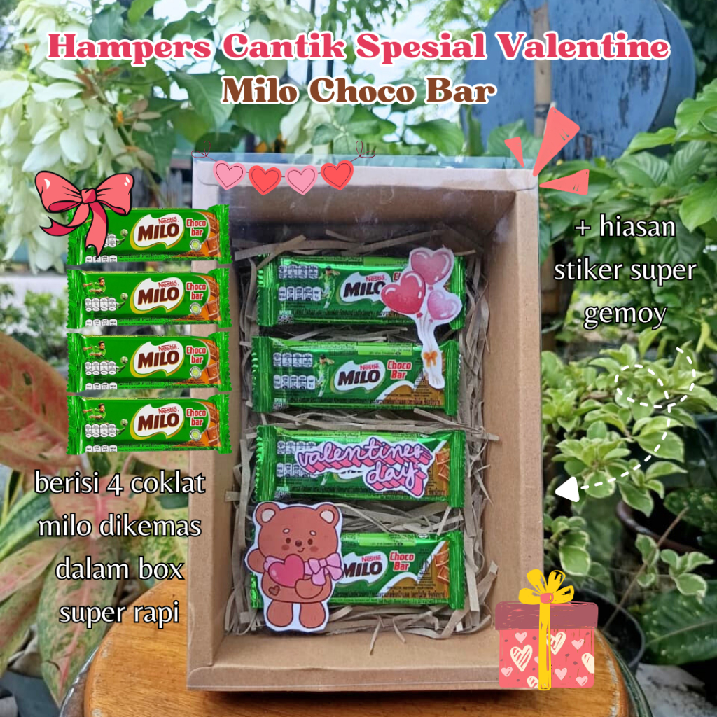 Gift Box Milo Choco Bar - Hampers Coklat Isi 4 Pcs - Kado Spesial Valentine