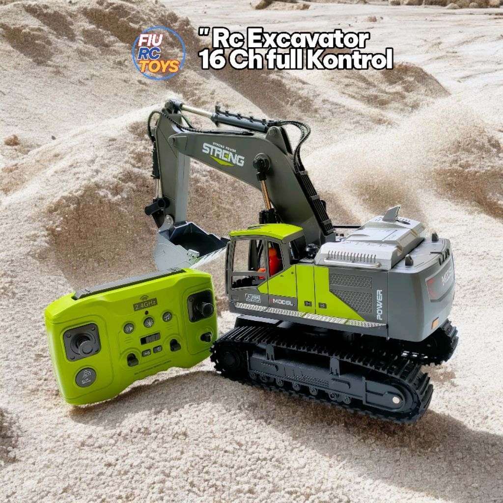 RC Excavator Remote Control 1:14 16 ch Alat Berat Mainan Bucket Besi LED Sound