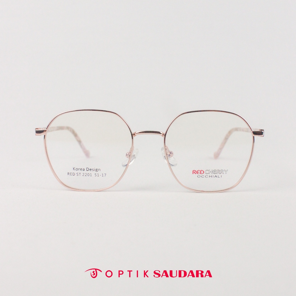 Optik Saudara - Frame Red Cherry - Kacamata Korea Bulat F RED ST2201 C4 51