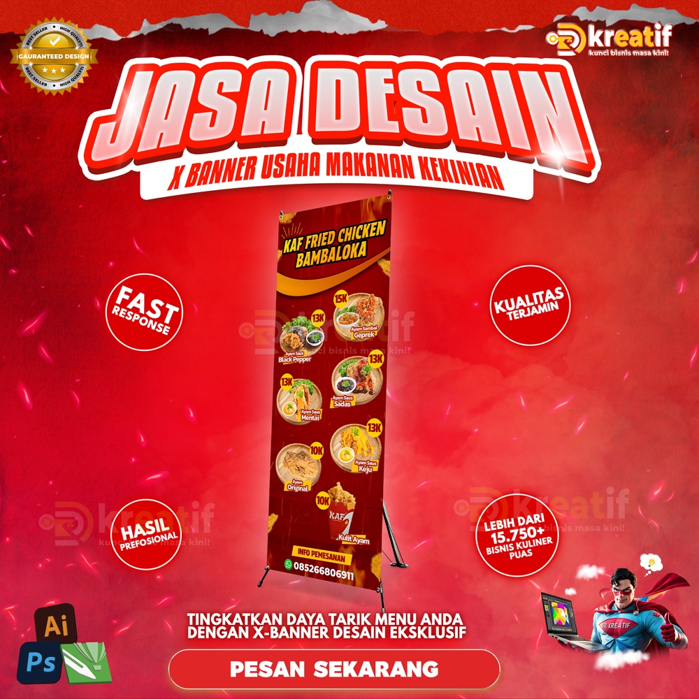 Jasa Desain X Banner Makanan | Ayam, Bakso, Nasi & Paket Hemat