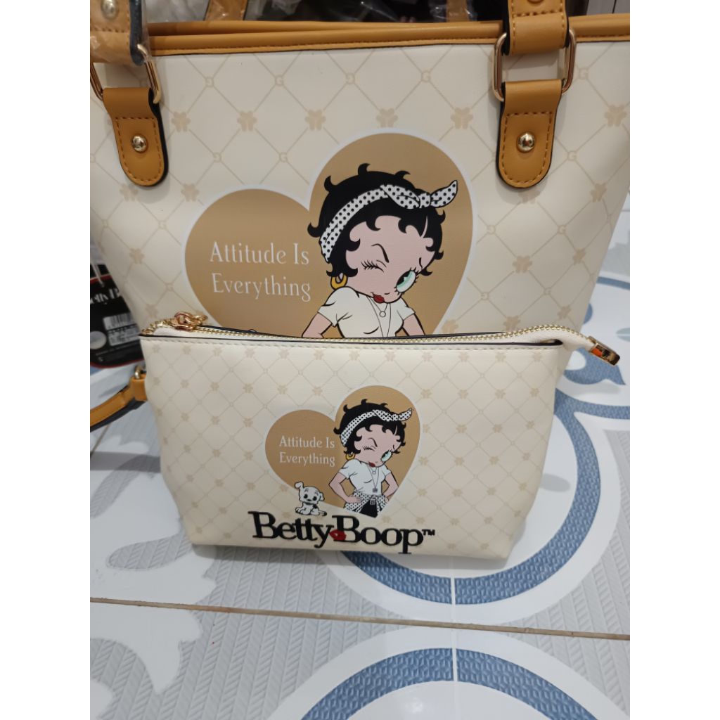 Tas Tote Betty Boop Free Pouch Betty Boop