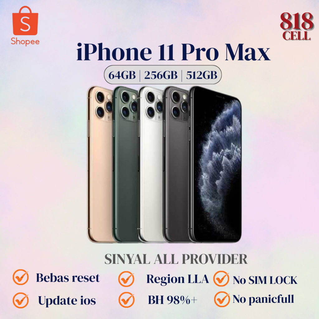 iPhone 11 PROMAX 256GB | 64GB Original Mulus Bergarasi,Jaringan ALL PROVIER  No Minus