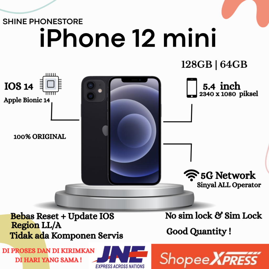 iPhone 12 Mini 128GB/64GB Bekas Original Fullset Second Like New 100% Second Ori