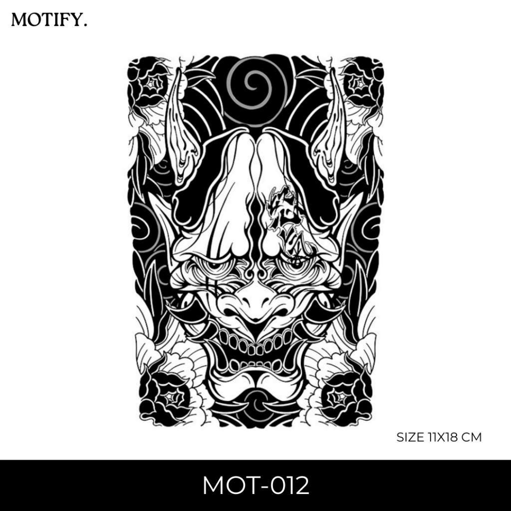 MOTIFY MOT-012 Tattoo Temporary Semi Permanen Motif Topeng Hannya Jepang Tato Temporer Motif Yakuza