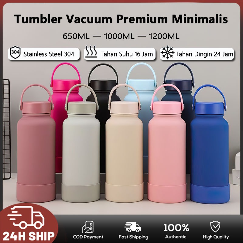 <KK> Botol Minum Besar 650ML/1000ML/1200ML Thermos Aesthetic Stainless Steel SUS304 Vacuum Flask Dil