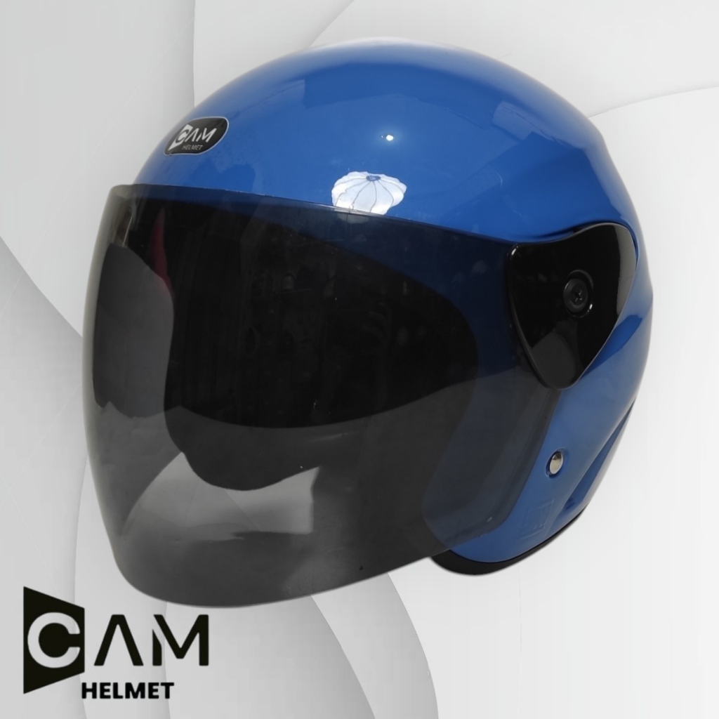 Helm Evo Polos Half Face SNI Blue Mild Biru TNI AL Cam Helmet - Busa Tebal, Ringan & Tahan Lama