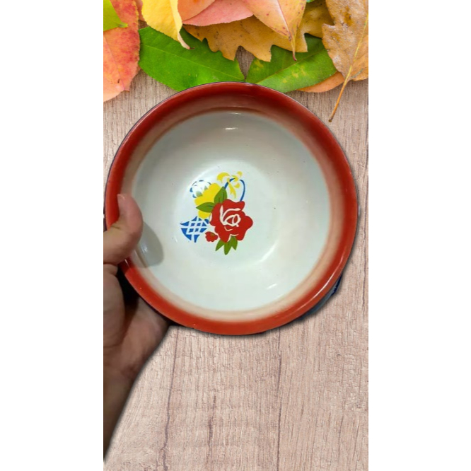 TERLARISMangkok/ Kobokan Kembang Jadul Enamel