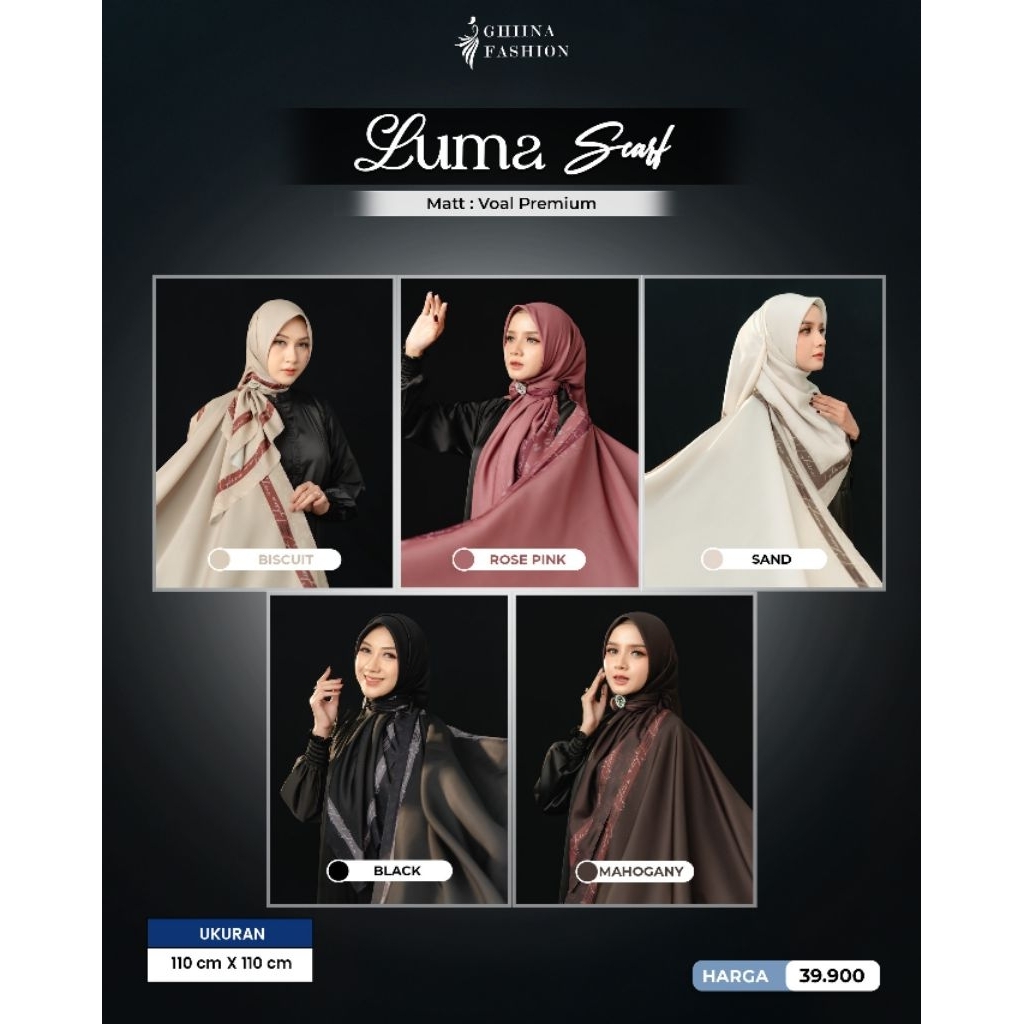 Elana Scarf Luma Launa Hijab Voal Print Premium ORI By Ghina Fashion