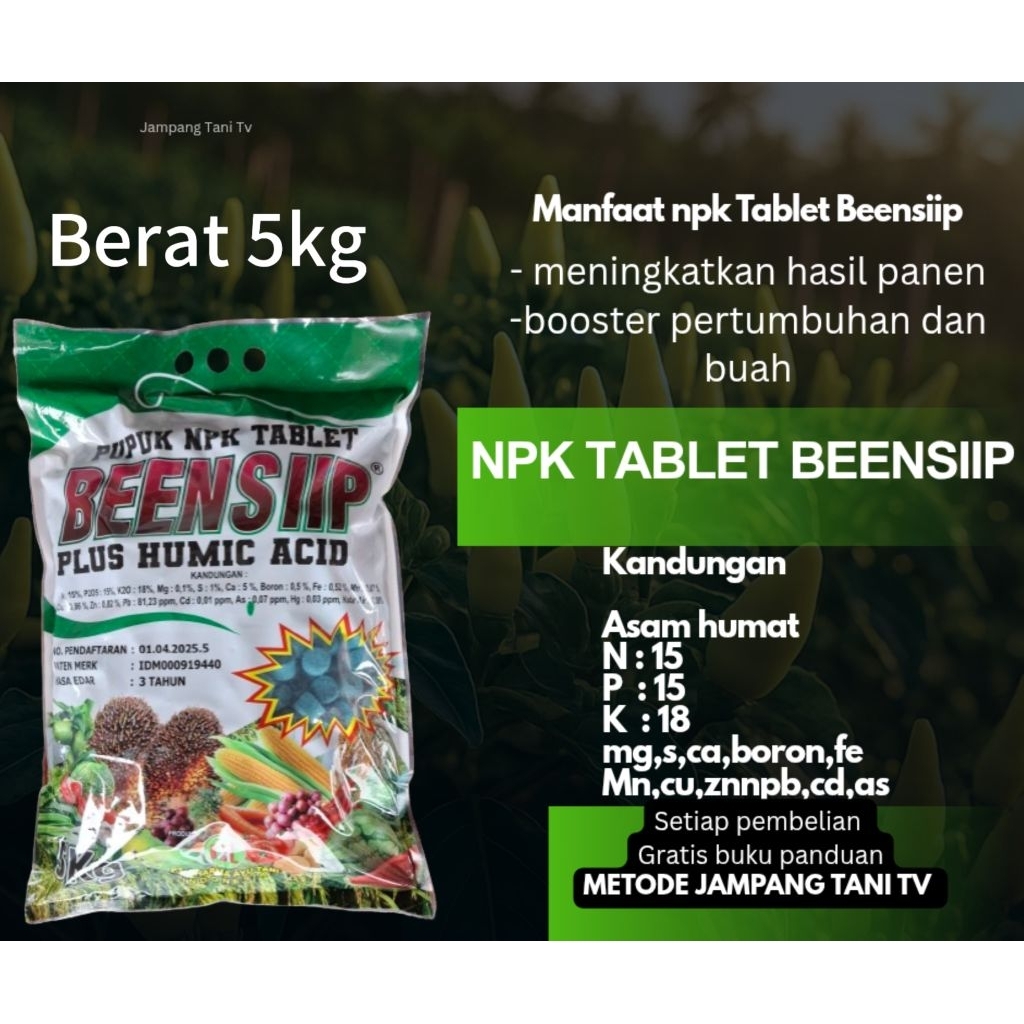 Npk Tablet beensiip kemasan 5 kg isi 800 tablet