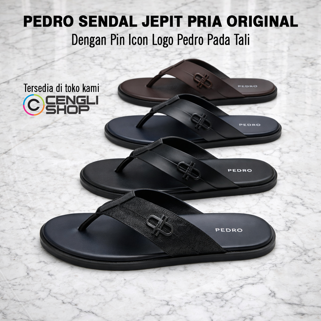 PEDRO SENDAL JEPIT PRIA ORIGINAL Dengan Pin Icon Logo Pedro Pada Tali PM060