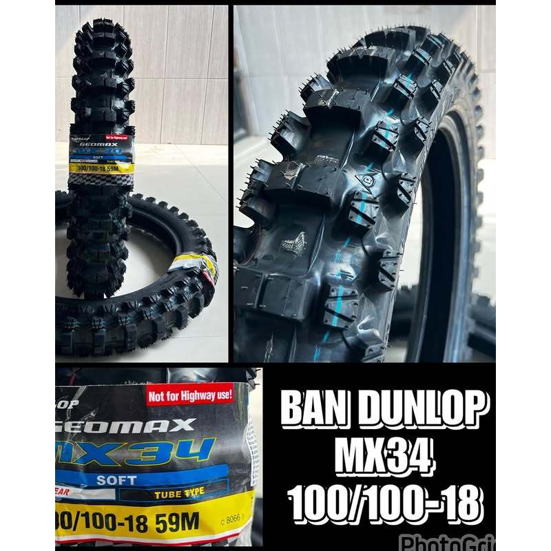 Ban Luar Motor Trail Dunlop Geomax MX34 100/100-18 - Ban Motocross Offroad Ring 18