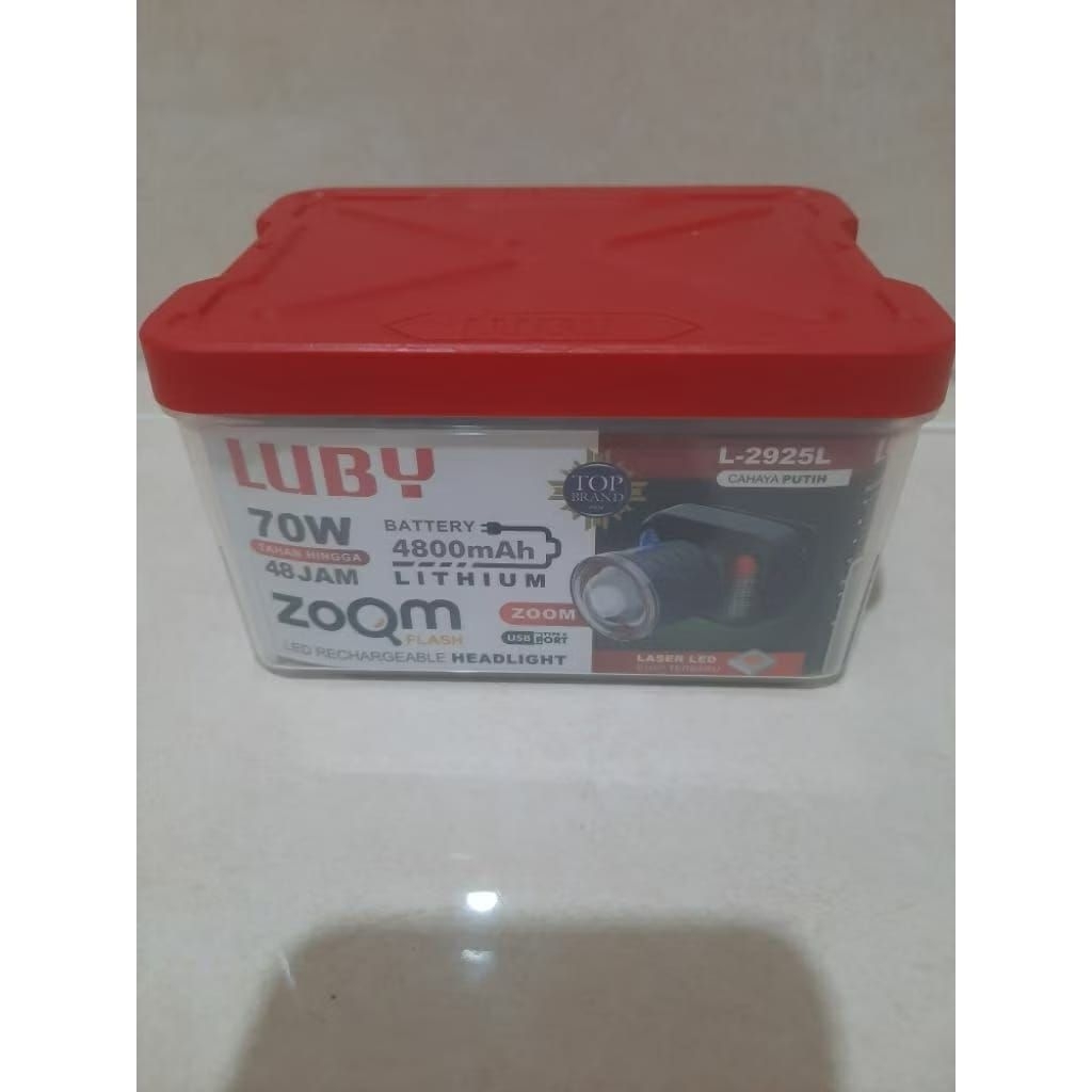 Senter Kepala Luby 70Watt L-2925l Zoom Led / Senter Luby Zoom Baru Cahaya Putih
