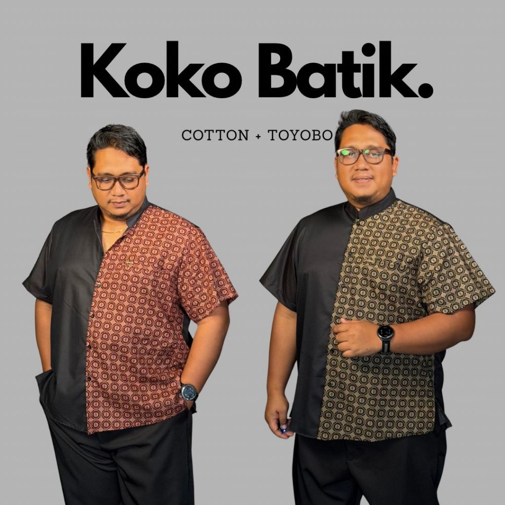 Kemeja Koko Pria Muslim Motif Batik Islami Premium 100% Cotton Lengan Panjang Jumbo Bigsize Diari