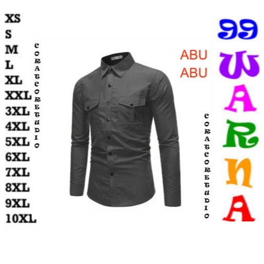 OT FASHION TC87 COLLECTION THE CLOVER 87 GRAYWOLF Hem Cowok Kemeja Pria Jumbo Big Size Lengan Panjan