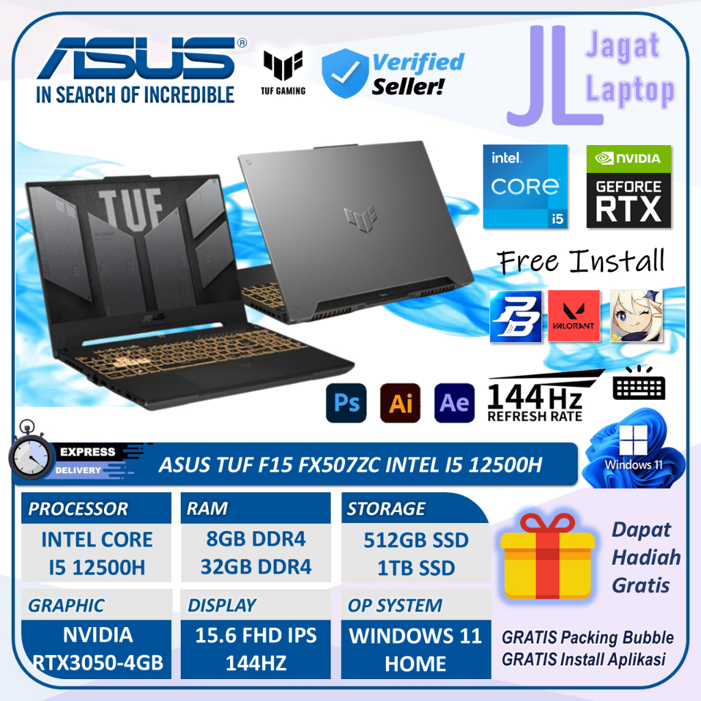 Asus TUF F15 Intel Core i5 RTX3050 32GB Ram 1TB SSD Full HD IPS 144Hz - Laptop Gaming