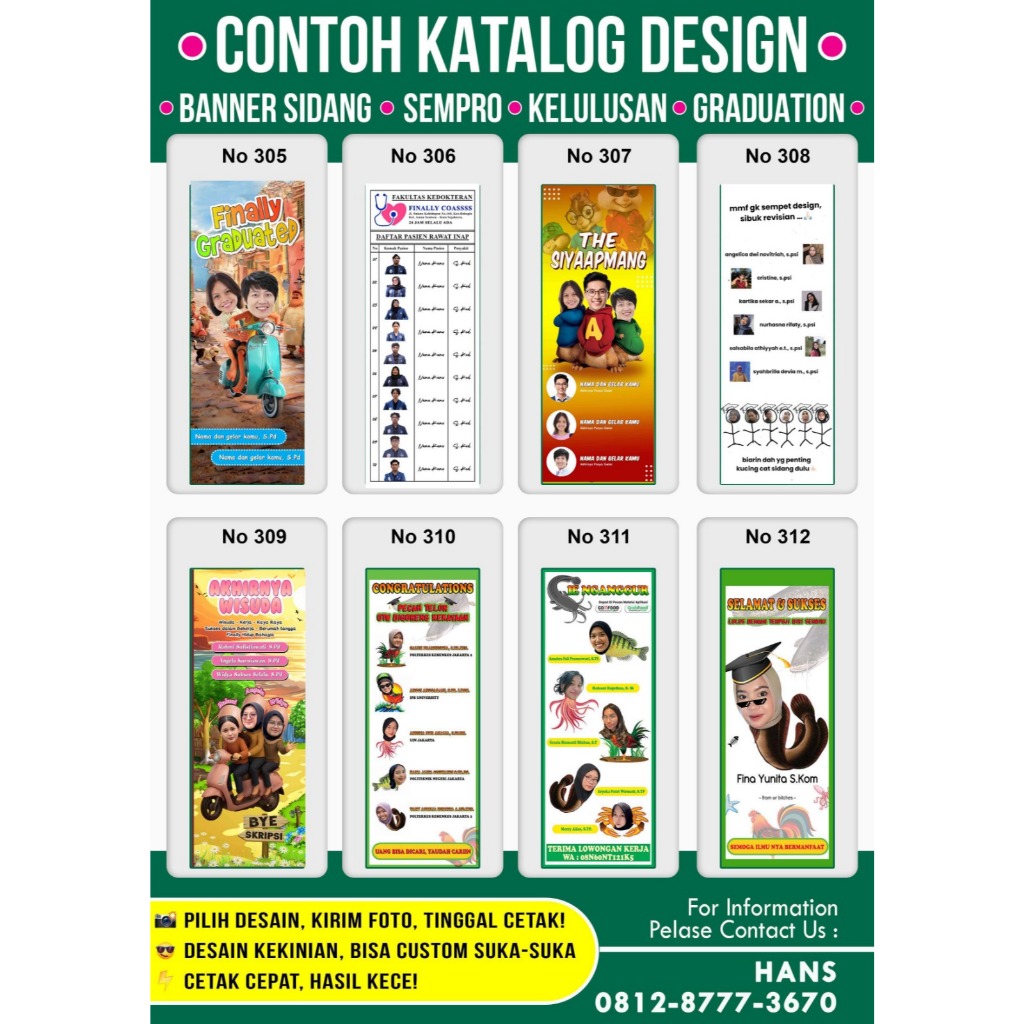 Cetak Banner Wisuda Sidang Skripsi Kelulusan Graduation + Tiang X Baner Banner
