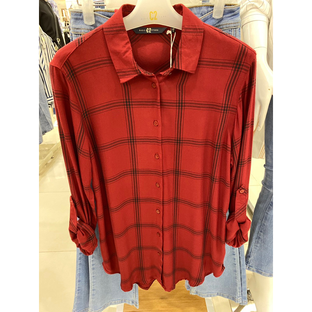 kemeja motif kotak merk c2 ori matahari