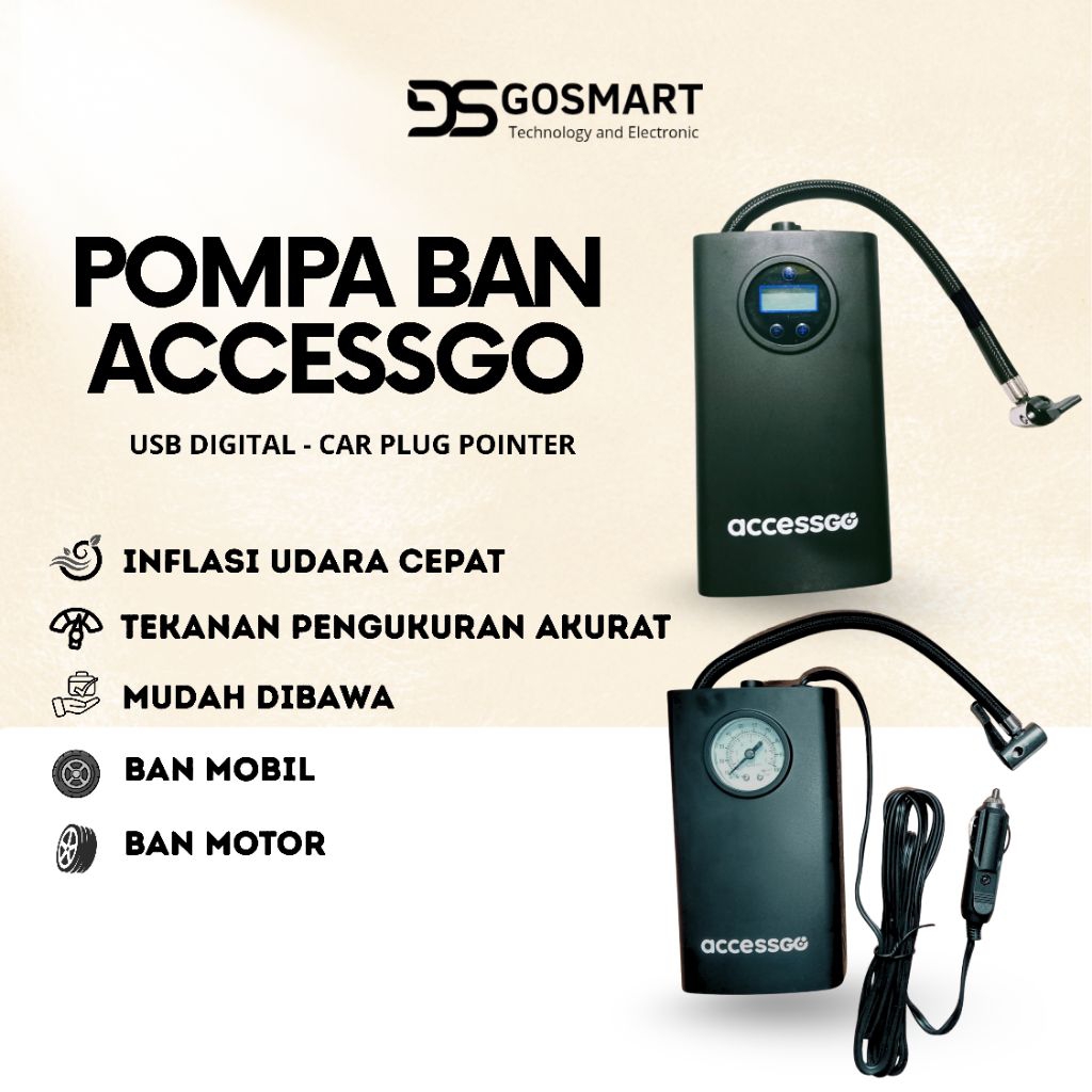 POMPA BAN MOBIL MOTOR TRUK SEPEDA DLL POMPA ELEKTRIK PORTABLE