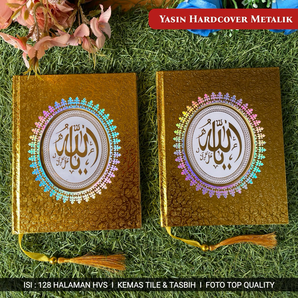 Yasin Hardcover Metalik Premium Custom Lembar Foto dan Nama, 128 Halaman