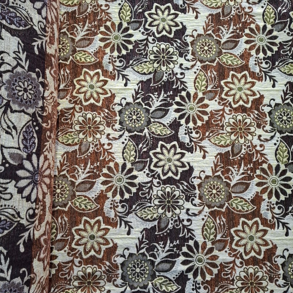 Furniture Kain Chenil Sofa Meteran // Kain Sofa Motif Bunga Gold // Bahan Sarung Sofa Meteran