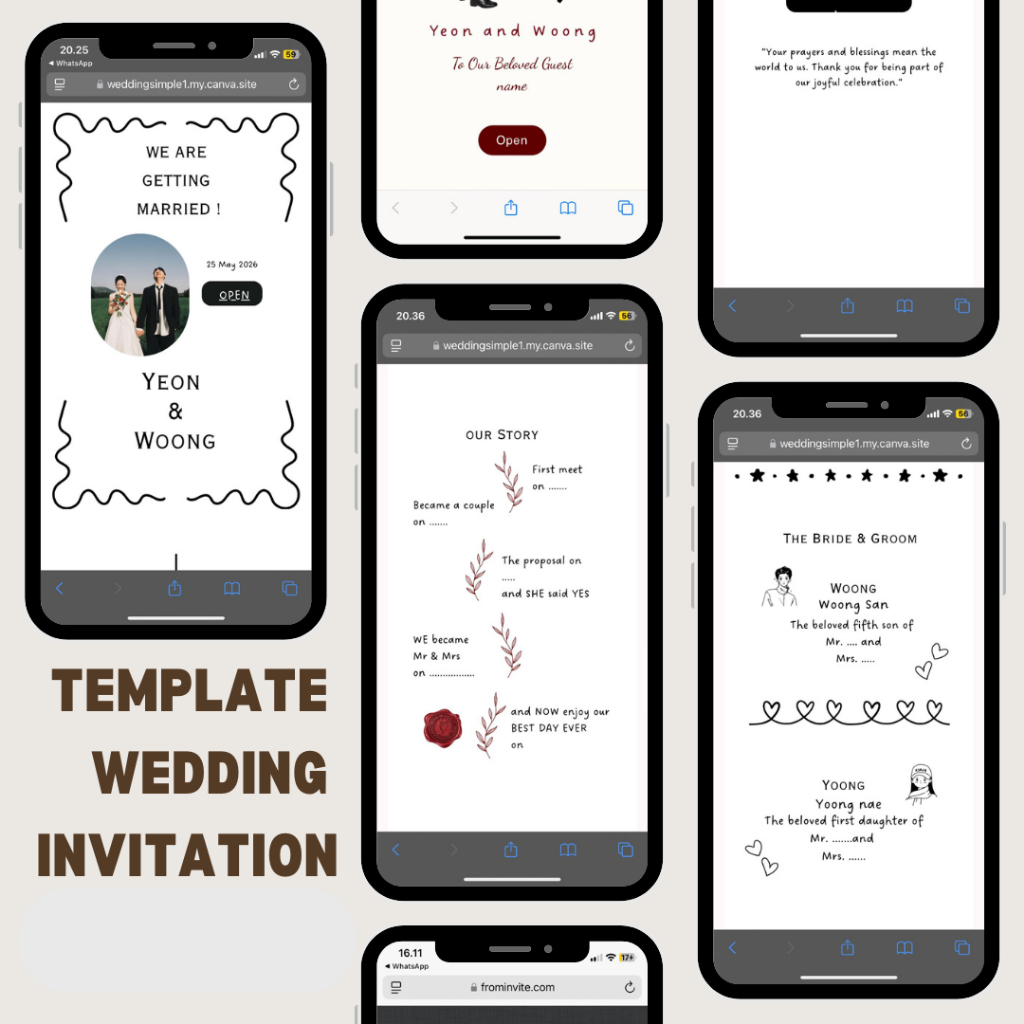 Template Undangan Pernikahan Website Canva | Editable | Link Tamu | Desain Elegan