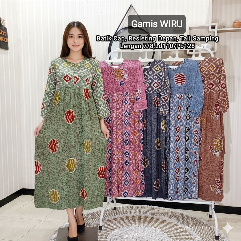 Gamis wiru cap mawar sletting busui kain santung tebal