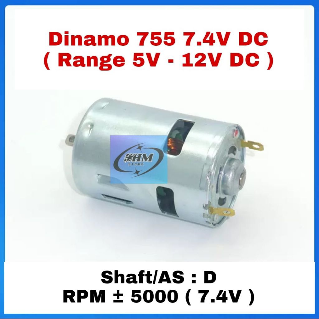 Dinamo 755 7.4V DC AS Shaft D Range 5V-12V DC