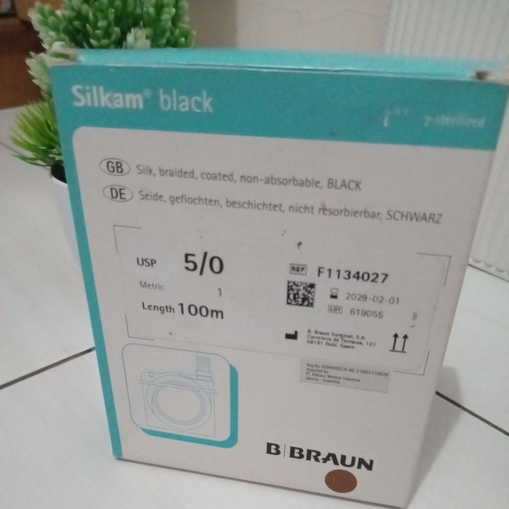 B Braun Silkam Black 5/0 Braun catgut Silk 5-0/Silk Braun 5/0/Benang Silk Braun 5/0/cat gut Silk 5/0