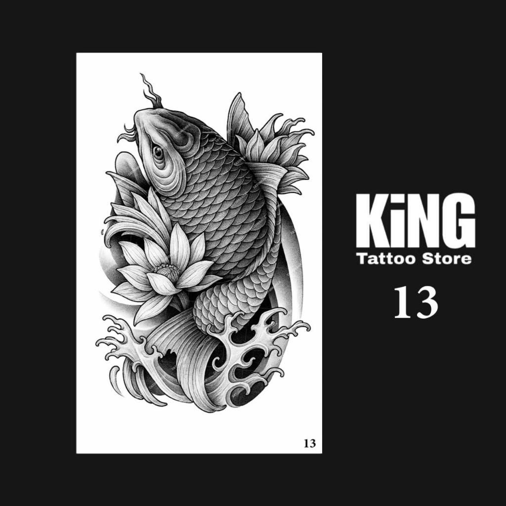 KINGTATO - Sticker tattoo temporary semi permanent anti air motif 13 Ikan Koi
