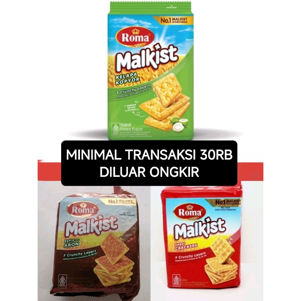 roma malkist kemasan family size, malkist gula, abon, kopyor