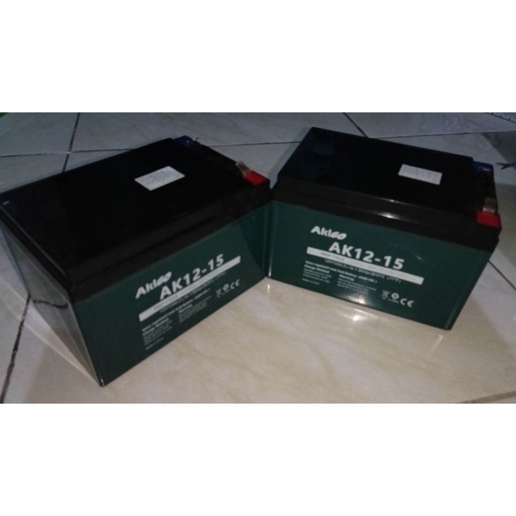 Akigo Batrai spedah listrik12v,15ah ampere lebih besar untuk sepedah uwinfly, exotic,solos,viar,dll