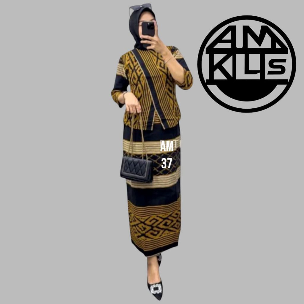 Setelan one set tenun Troso atasan rok span tenun etnik. setelan kondangan AM