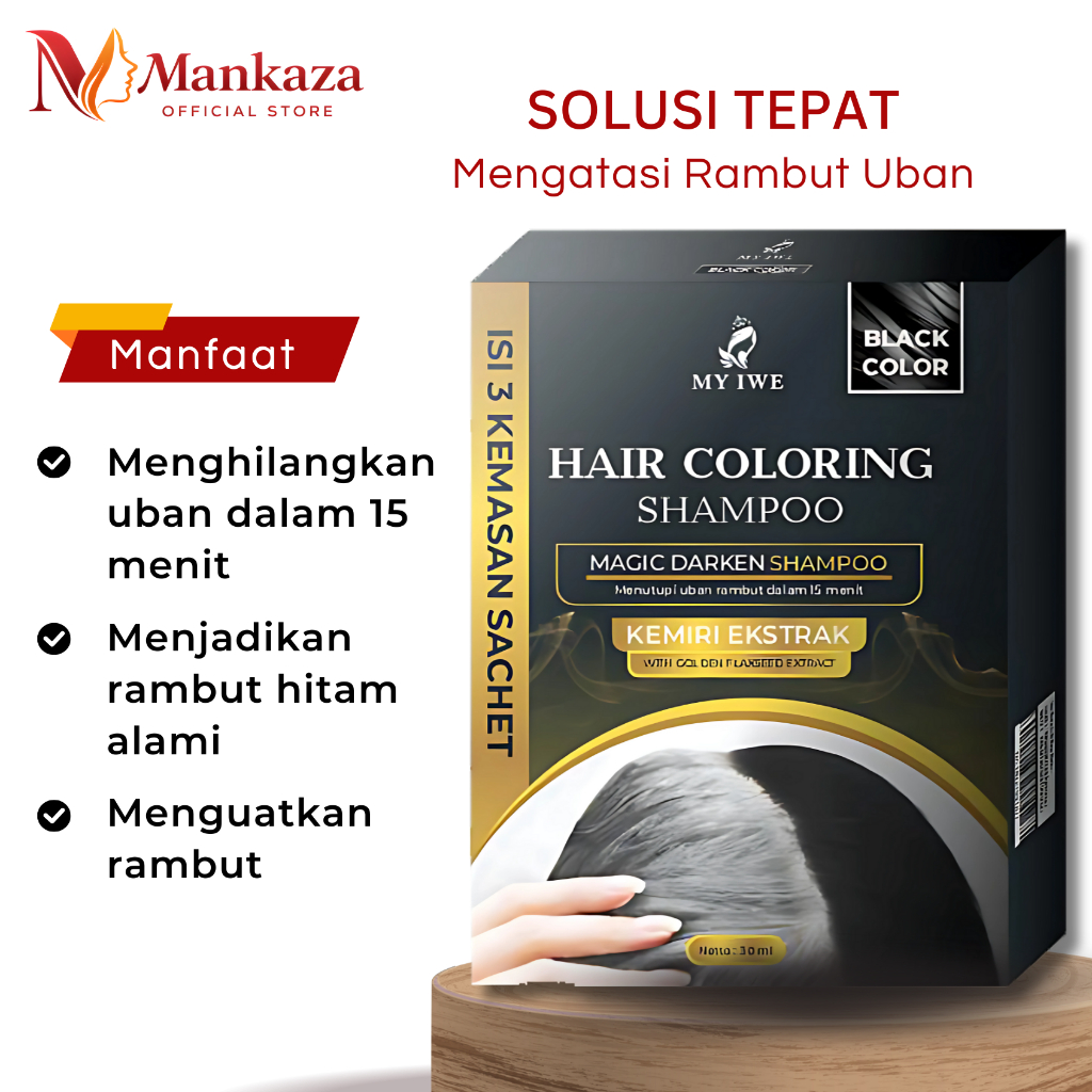 MYIWE My Iwe Hair Coloring Shampoo SACHET 30ml 1 Box 3 Sachet Shampo Penghitam Rambut Uban Anti Uban