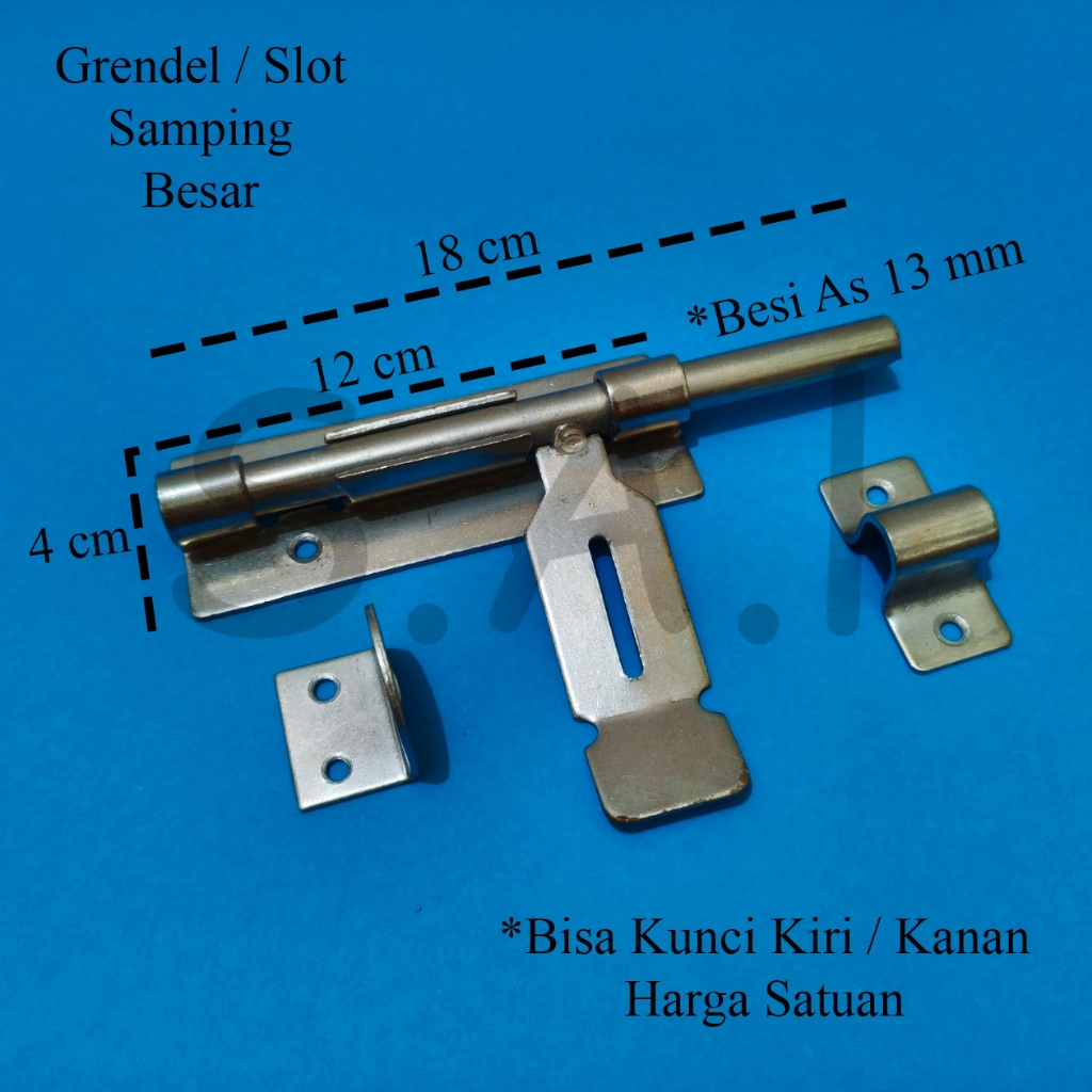 Grendel Samping Pintu Pagar Besar Plat Besi / Slot Samping Besar