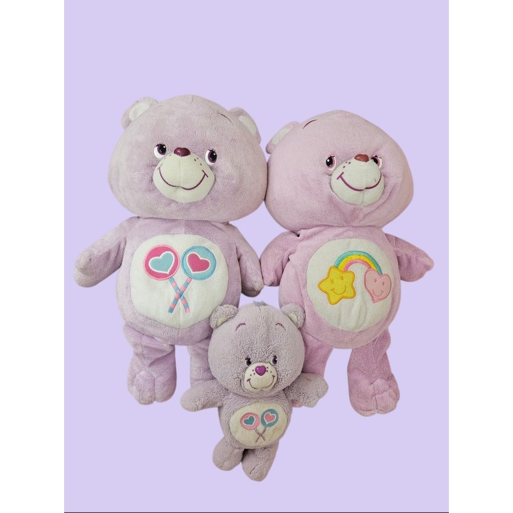 [SALE ORI ADA MINUS] Boneka Care Bears Ungu Sedang Besar Jumbo Share Bear Rainbow Heart Bear Pl Ada 
