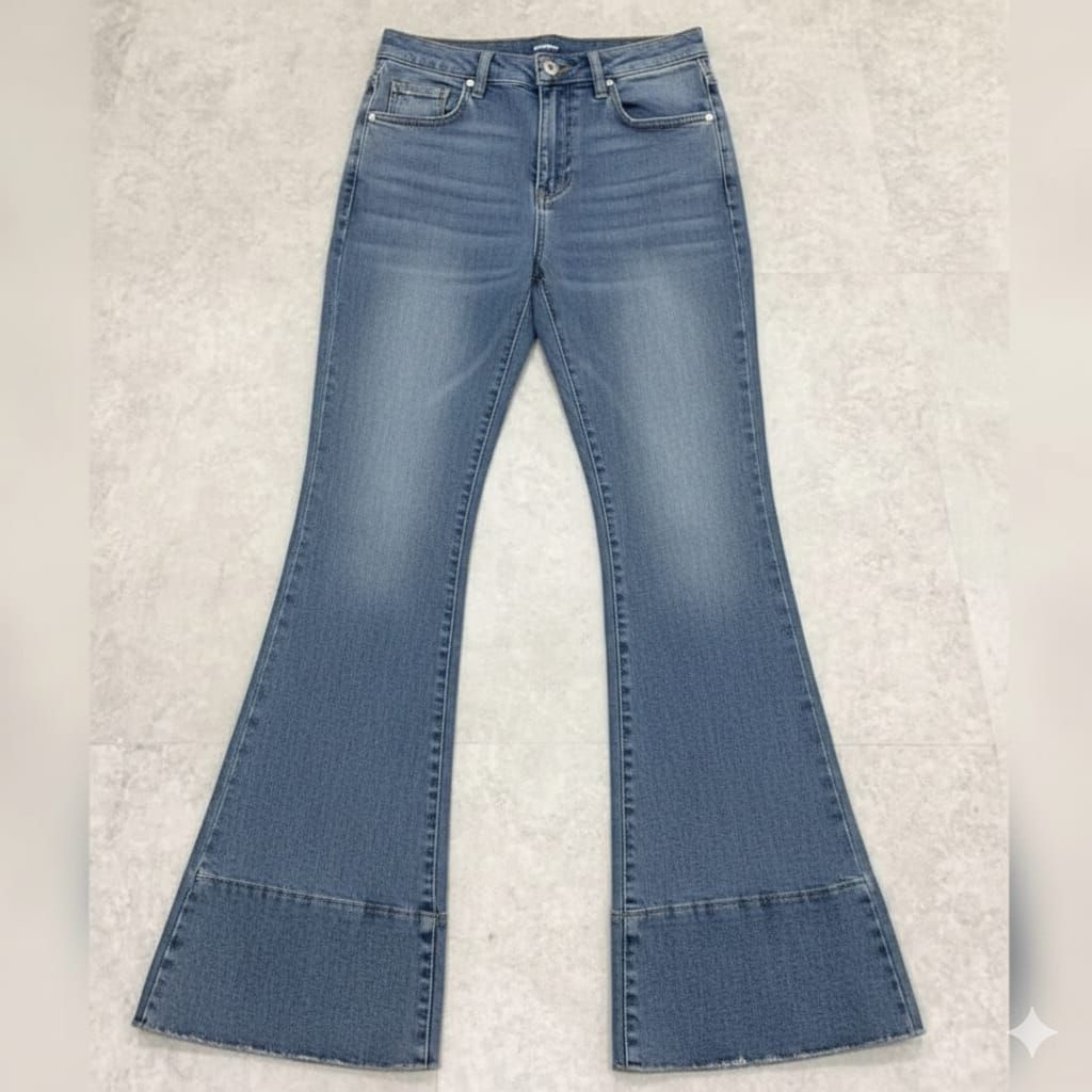 Celana Jeans Cutbray Lipat Bawah Vintage Retro Higwaist-Celana Cutbray Lipat