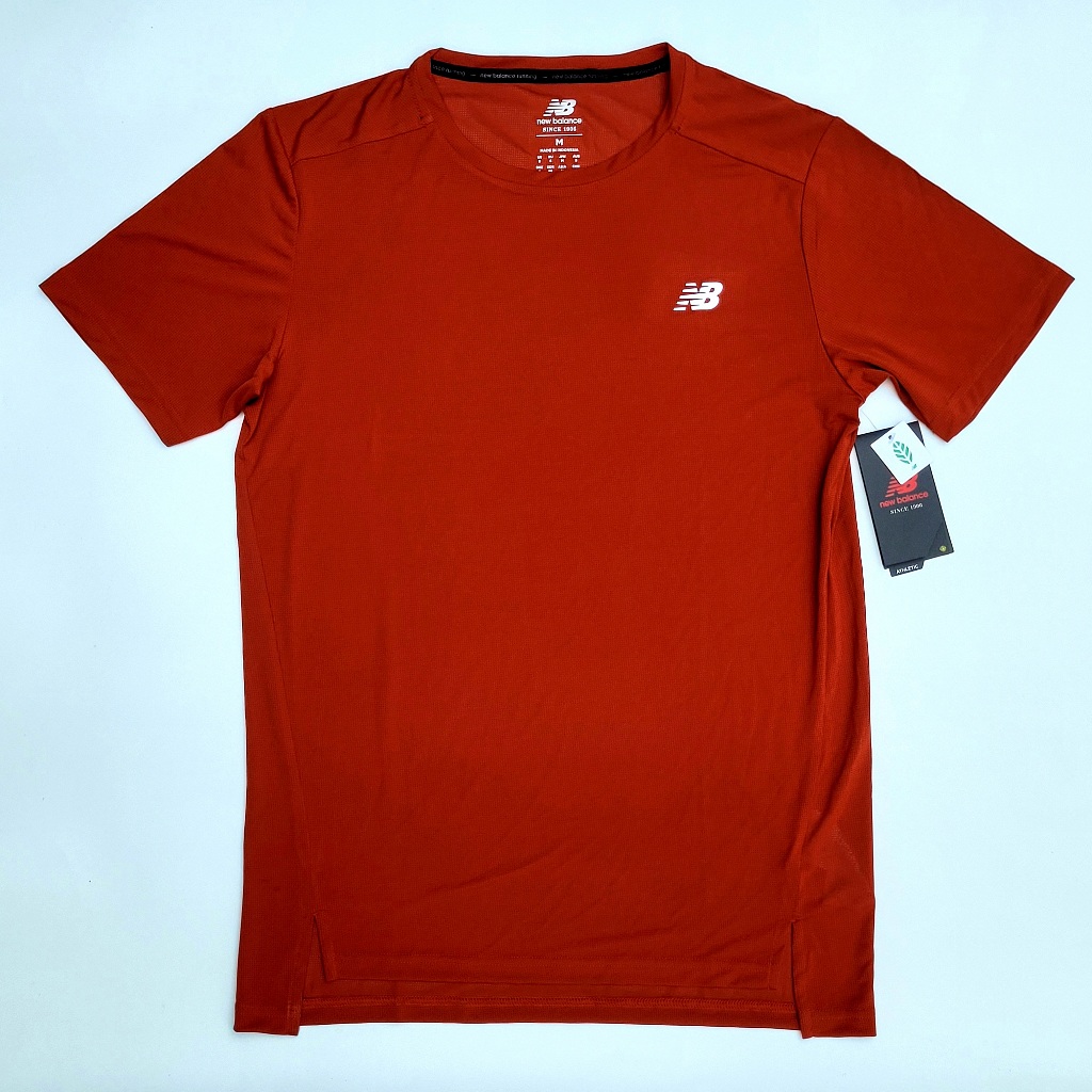 New Balance NB Accelerate Short Sleeve Original Kaos T-Shirt Olahraga Pria Running Dri Fit Polyester