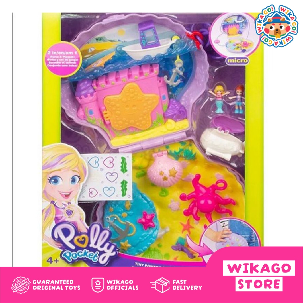 Polly Pocket Tiny Power Seashell Purse Compact with Wearable Strap