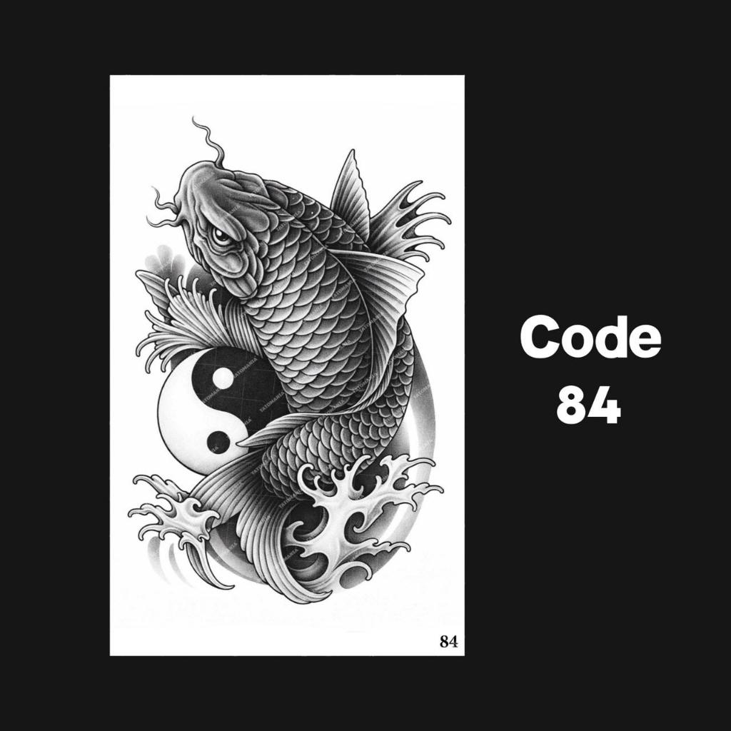 TATOMANIA-Sticker tattoo temporary semi permanent anti air motif 84 Ikan Koi