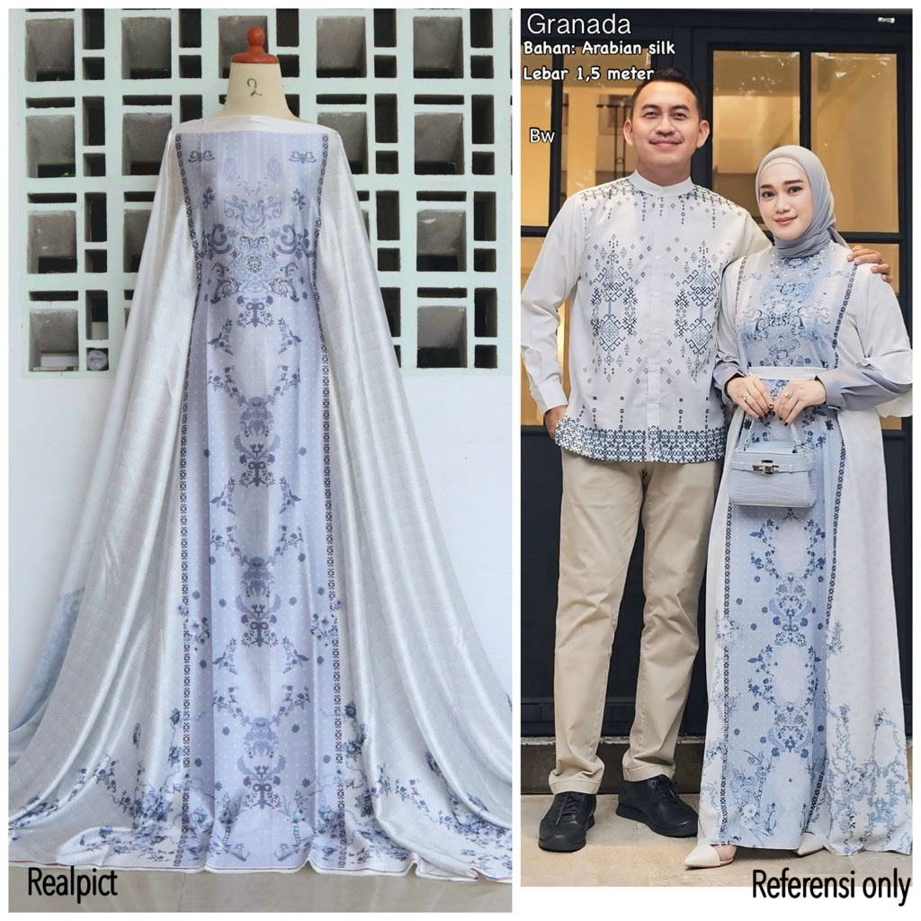 Promo Kain arabian silk premium motif GRANADA looklike dress vanilla hijab kain meteran terbaru kain