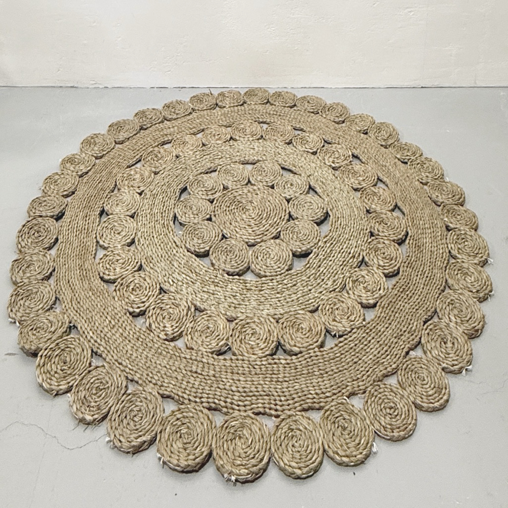 Karpet Bunga Anyaman Mendong/ Rug Mendong Jahit Natural/ Karpet Mendong Jahit Anyaman Natural Fiber