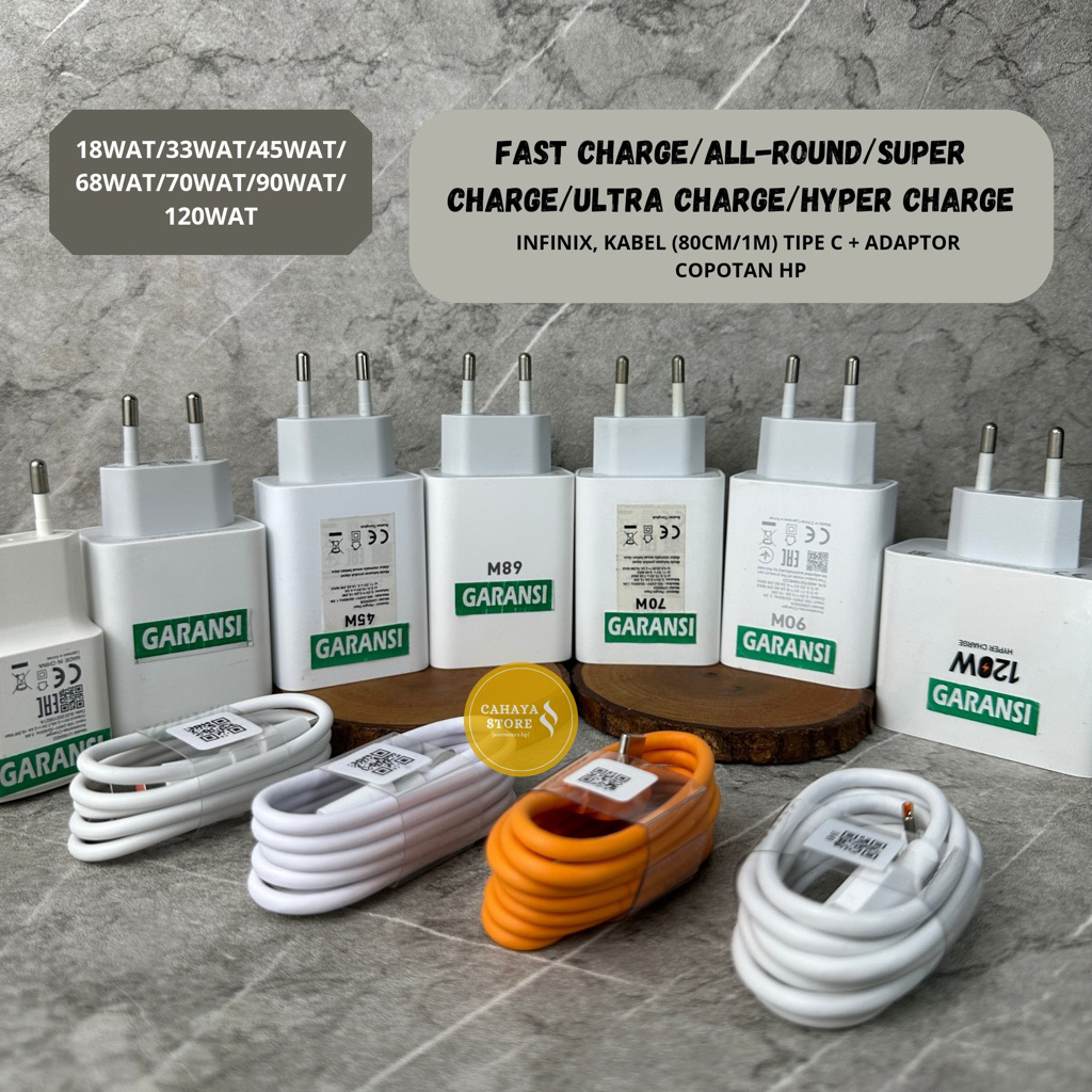Charger INF!NIX Kepala Ces 45W 120W 18W 68W 33W 70W 90W ORI HP COPOTAN Cable Model Siku L Tipe C 060